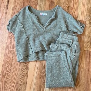 Free People Olive Green Two-Piece Loungewear Set